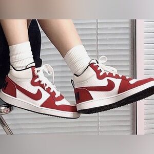 Nike Court Borough Red and White Sneakers